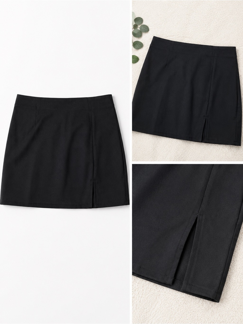 Cider Black Mini Skirt with Slit